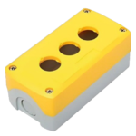 BASE PARA CONTROL PUSH BUTTON 3 HUECOS  AMARILLO CON GRIS