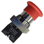 PULSADOR ROJO NC 40MM  HONGO PARADA DE EMERGENCIA CAJAX10UND