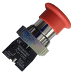 PULSADOR ROJO NC 40MM  HONGO PARADA DE EMERGENCIA CAJAX10UND