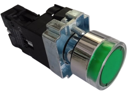 PULSADOR LUMINOSO VERDE 22MM CAJAX10UND