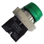 PULSADOR VERDE C/CAPUCHA PESADO 22MM  CAJAX10UND