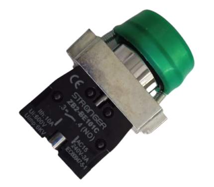PULSADOR VERDE C/CAPUCHA PESADO 22MM  CAJAX10UND