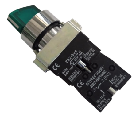 SELECTOR 2 POSICIONES LUMINOSO VERDE 22MM CAJA10UND