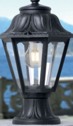 FAROLA PARA POSTE LED IP55 COLOR NEGRO MODELO MIKROLOT/ANNA (NO INCLUYE FOCO)
