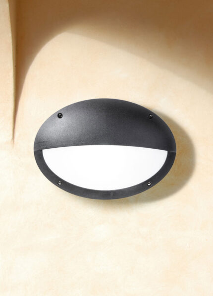 PLAFON DE EXTERIOR IP66 DECORATIVO IDEAL PARA PLAYA - MODELO MADDI EN NEGRO MEDIO DIFUSOR OVOIDE NO INCLUYE FOCO