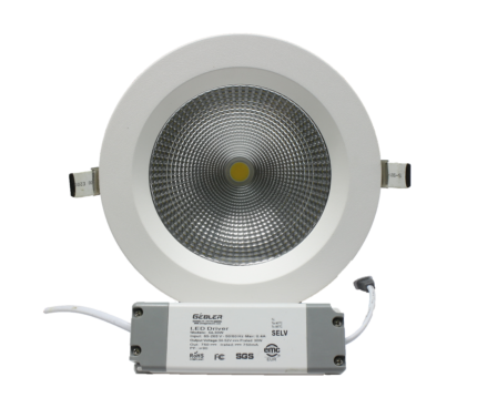 DOWLIGHT LED TIPO COB CON VIDRIO AL RAZ 30W 6.5K  PROFESIONAL FACTOR 0.9