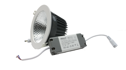DOWLIGHT LED TIPO COB CON VIDRIO AL RAZ 20W 4K  PROFESIONAL FACTOR 0.9